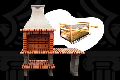 BARBACOA DE LADRILLOS CON SOPORTES DE HORMIGÓN + MESA AUXILIAR
